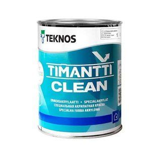 Зносостійка напівматова антимікробна фарба для стін і стель Teknos Timantti Clean (Тіманті Клін) 10586890 фото