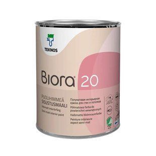 Напівматова гіпоалергенна фарба для внутрішніх стін і стель Teknos Biora 20 (Біора) 10588979 фото